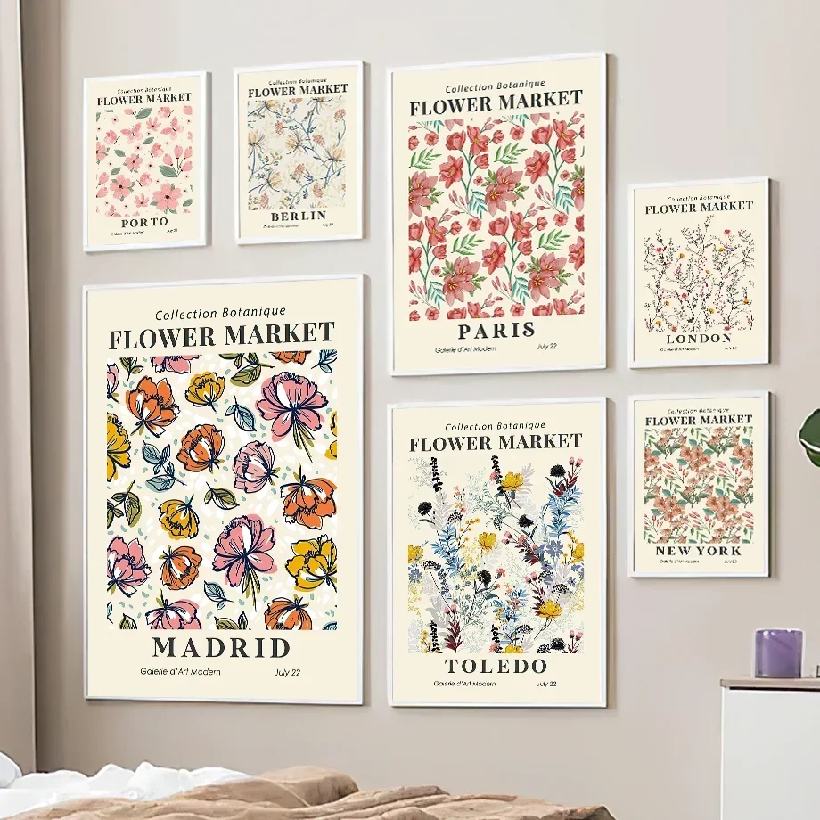 Multiple sizes 1pc frameless Canvas Painting Classic Retro Wall Art Multi-colour Abstract Flower HD Canvas Print Poster Home Liv