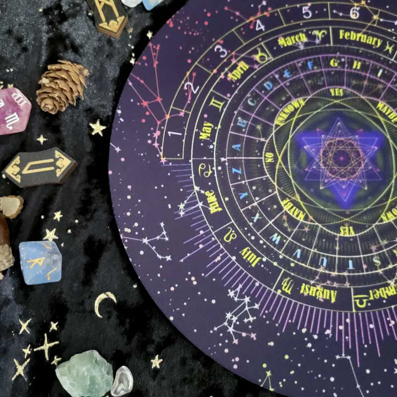 22cm Pendulum Ritual Constellation Rubber Mat Celestial Zodiac Pendulum Board Mats Months Alphabet for Wiccan Rituals