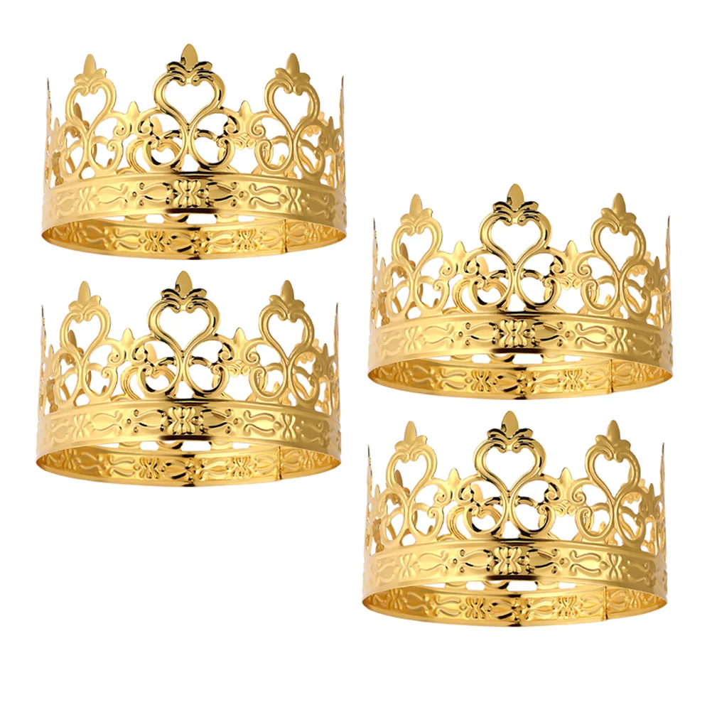 4 Pcs Cake Decoration Mini Tiaras Crown Wedding Topper Toppers for Iron Sheet King