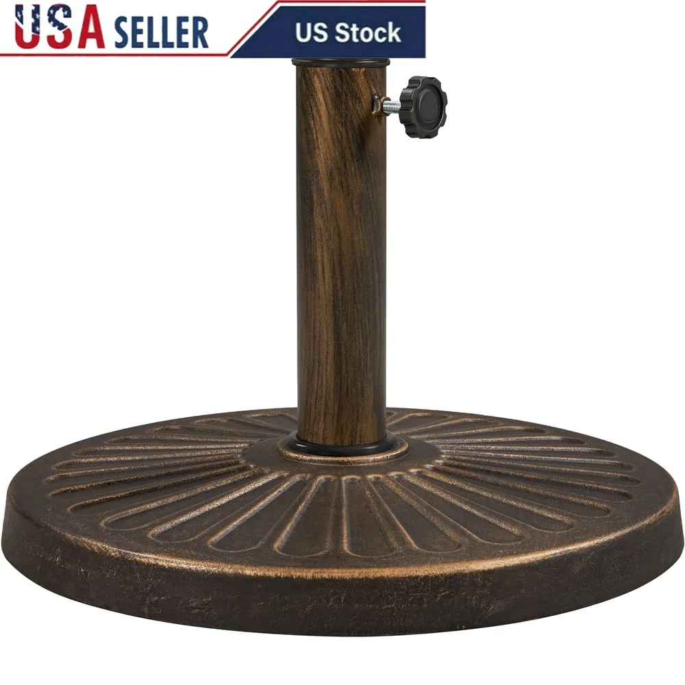 

22 фунта сверхмощная бронзовая смола, железная подставка для зонта для патио, совместимая с 1,5-дюймовым столбом 1,9 дюйма, прочная устойчивая к атмосферным воздействиям уличная подставка