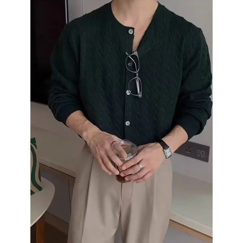 

Черный круглый вязаный кардиган Ne, свободный мужской модный универсальный осенне-зимний верхняя одежда, повседневная одежда из мягкого полиэстера