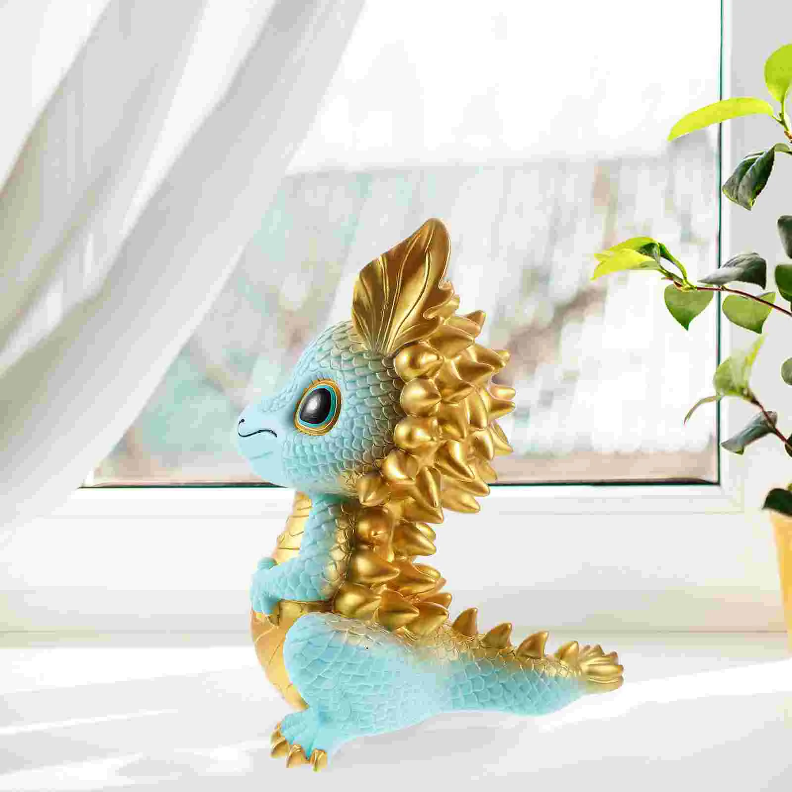 

Flat Bottom Piggy Bank Cartoon Ornament Decorative Money Jar Decorations Dragon Statue Vinyl