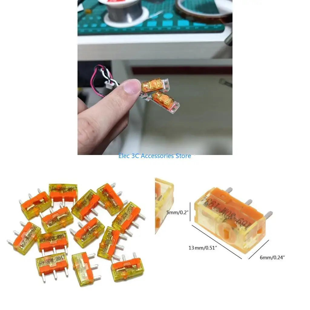 Y51A 2Pcs New Original TTC Dustproof Gold Micro Switch 3pin Gold Alloy Contact 30 Million Life Computer Mouse Button
