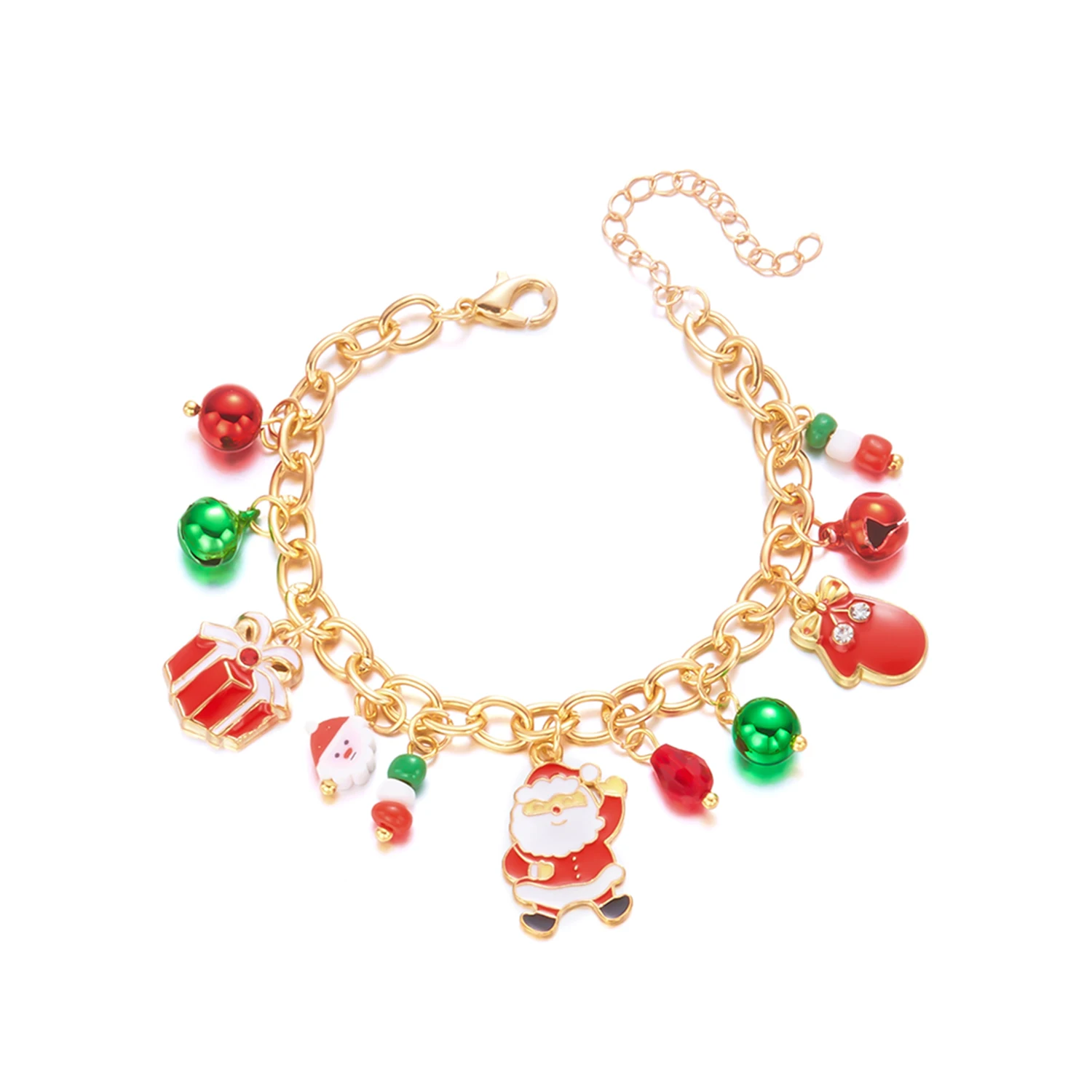 Kreative Weihnachtselemente Metallkette Armbänder für Frauen Männer Weihnachtsmann Baum Elch Schneemann Anhänger Halskette Festival Schmuck – Detail 16