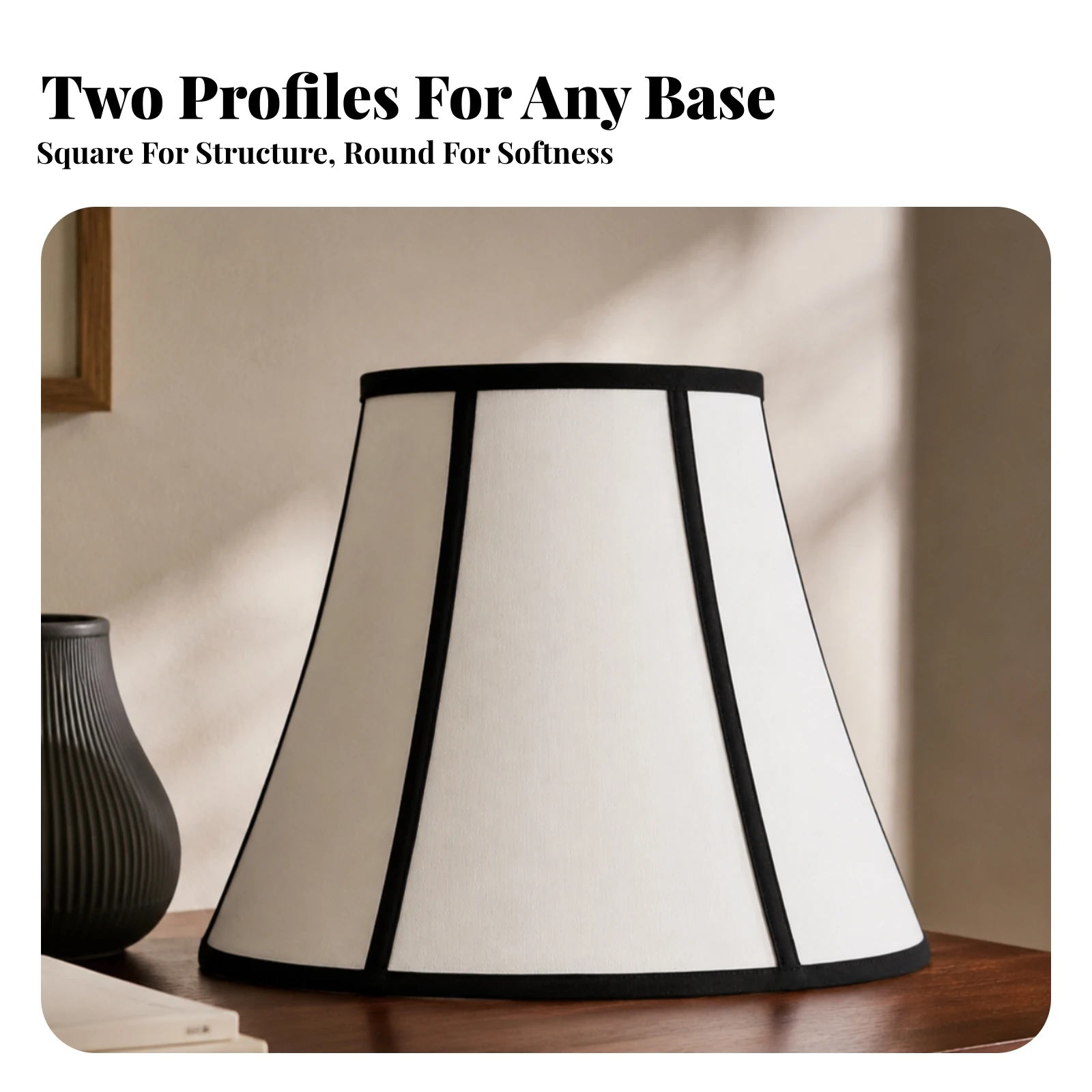 Textile Lampshade Light Diffusing Segmented Textile Lampshade with Contrasting Edge Binding Lamp Shade Replacement Long-Lasting
