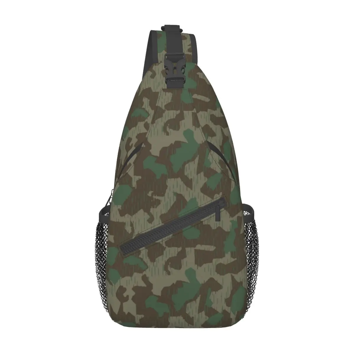 German Splittermuster Camouflage Crossbody Sling Bag Small Chest Bag camo Shoulder Backpack Daypack Hiking Travel Cycling Bag