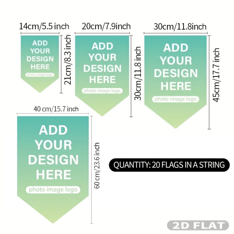2D FLAT 20pcs Custom Shield-Shaped String Flags for Outdoor Courtyard Decoration, Birthday Party Scene Setup, Indoor Decoration.