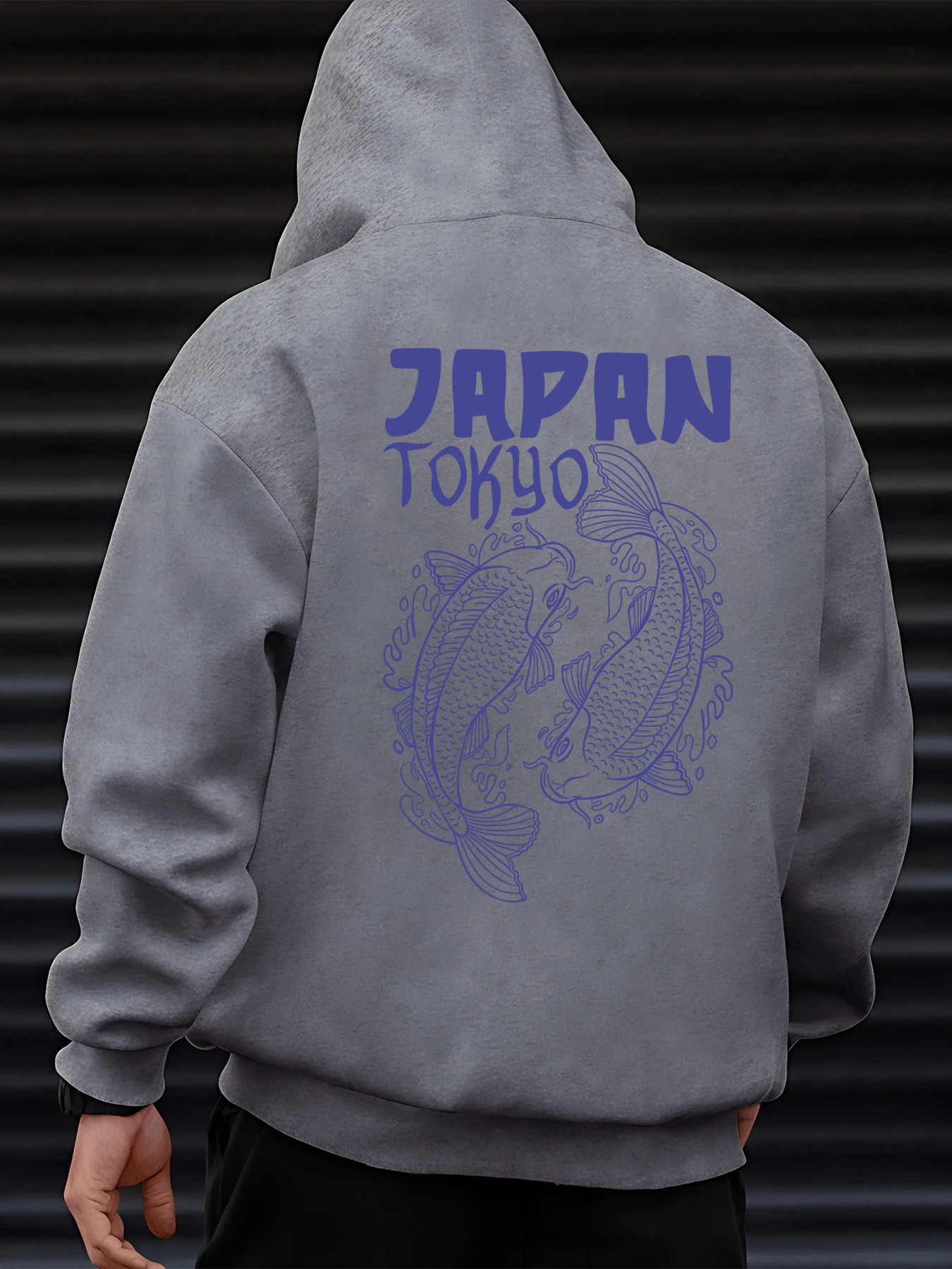 

Япония Токио Харадзюку Кои Мужская толстовка Мягкая свободная толстовка с капюшоном Флисовая теплая одежда в стиле ретро Осенние простые базовые толстовки унисекс