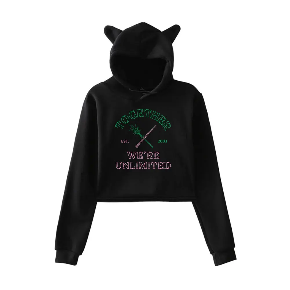 

Wicked Together We're Unlimited Vintage 90s Streetwear Hoodie Merch Hoodie Sweatshirts for Girl Cat Ear Crop women Clothing