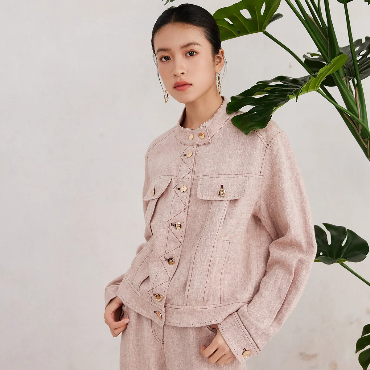 

K3053W High quality luxury women's clothing for spring and summer, French linen jacket