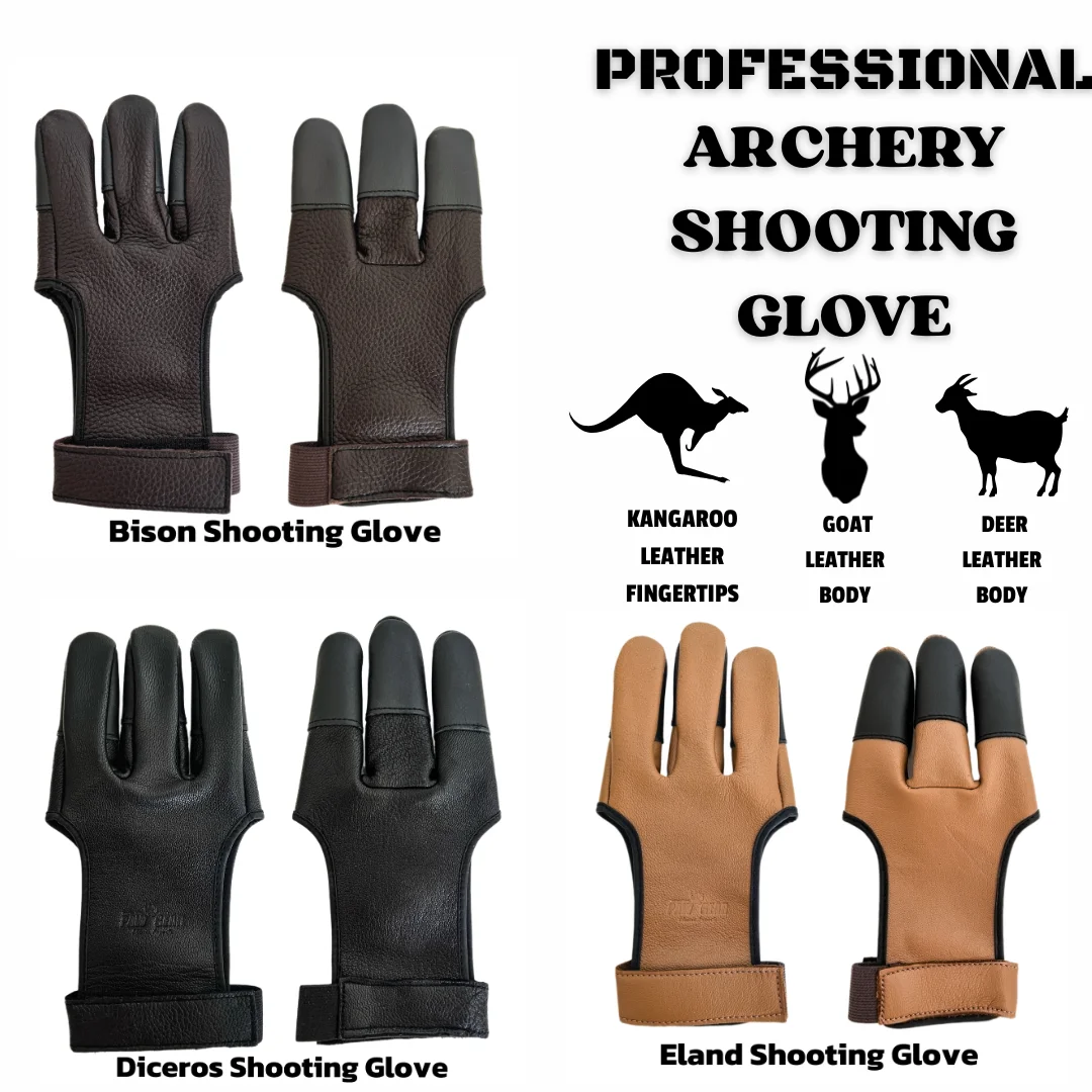 

Premium Deer/goatskin Archery Glove 3 Finger Leather Shooting Glove Recurve Traditional Bows, Hunting & Target Practice