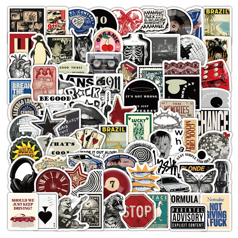 103 Sheets American Vintage Stickers, Retro Aesthetic Decorative Decals for Phone Case Laptop Journal Papery Pop Store