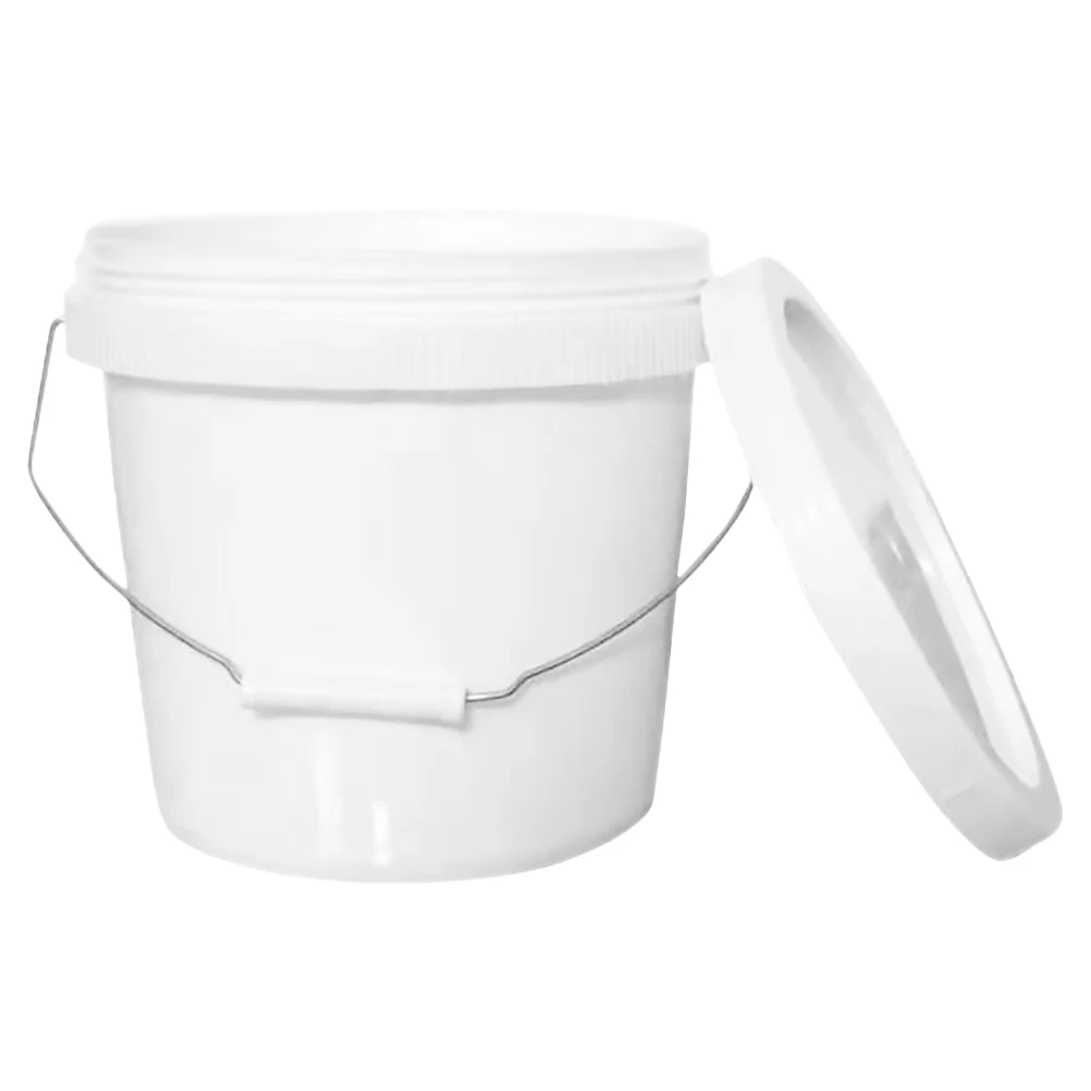 

1pcs Plastic Bucket 5L White Sealed Lid Thickened Portable Small Water Container with Handle for Home Garden Dorm Use
