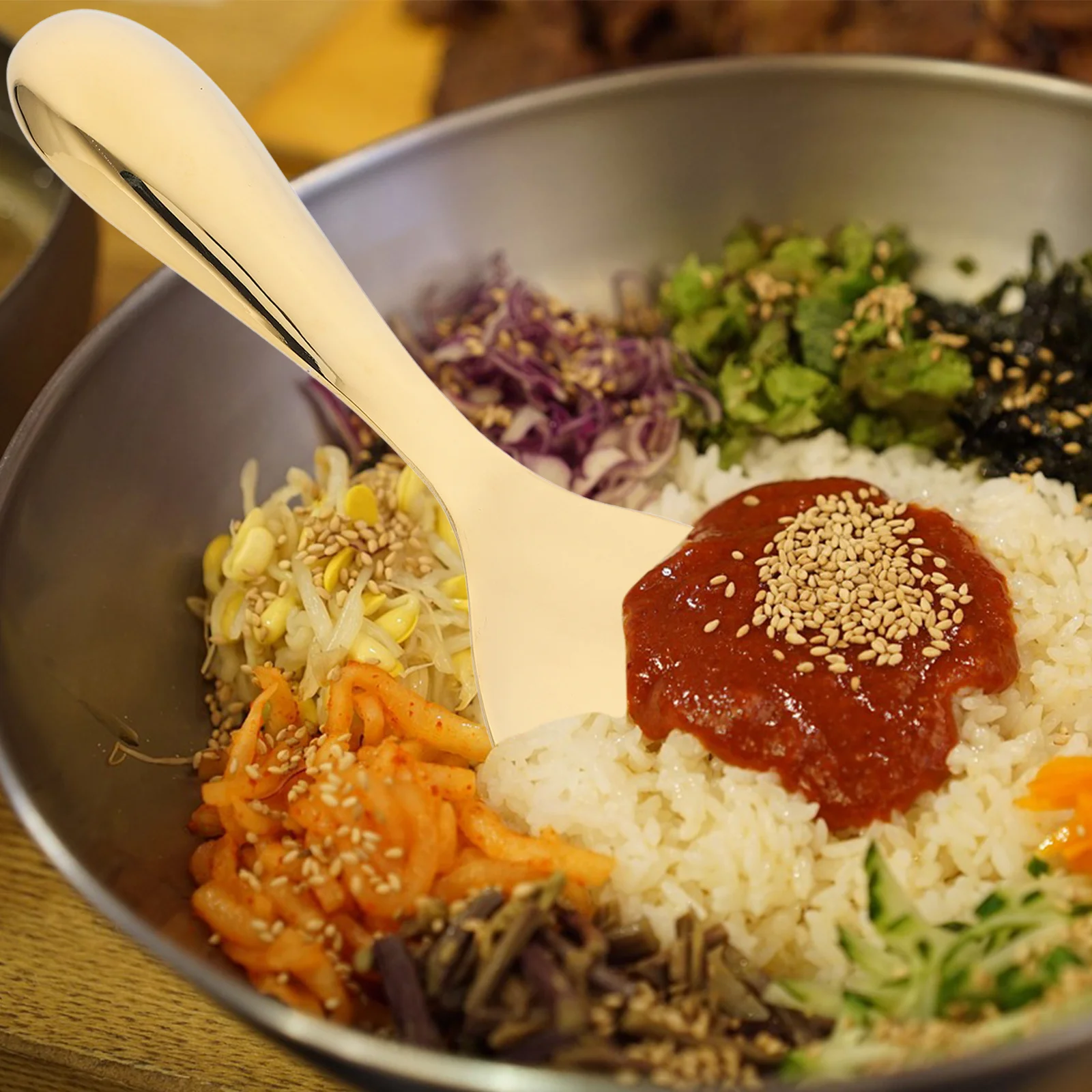 

Stainless Steel Rice Serving Spoon 304 High Gloss Mirror Finish Gold Elegant Design Ergonomic Handle for Salad Mixing Rice