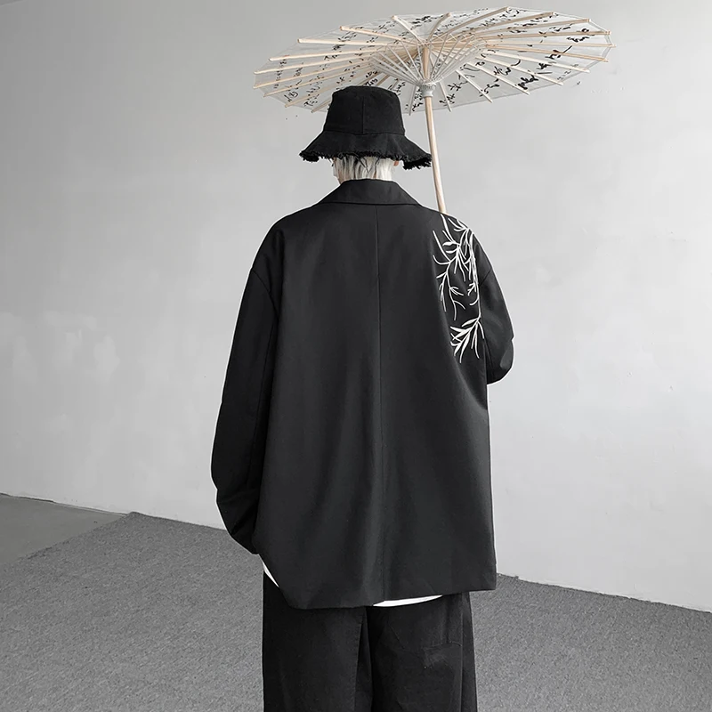 Suit jacket men Gentleman Embroidery Black Blazers Men Spring New Casual Oversized Blazer Jacket Korean Male Elegant Coat
