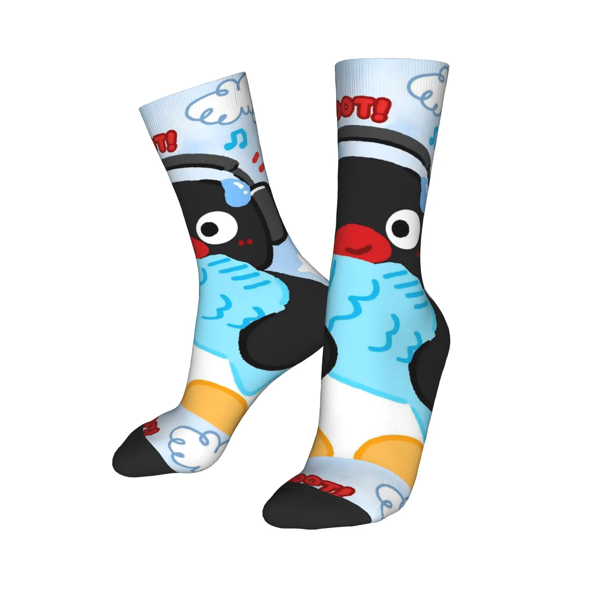 

Зимние теплые крутые унисекс носки Noot Pingu, дышащие футбольные носки с изображением пингвина и музыки
