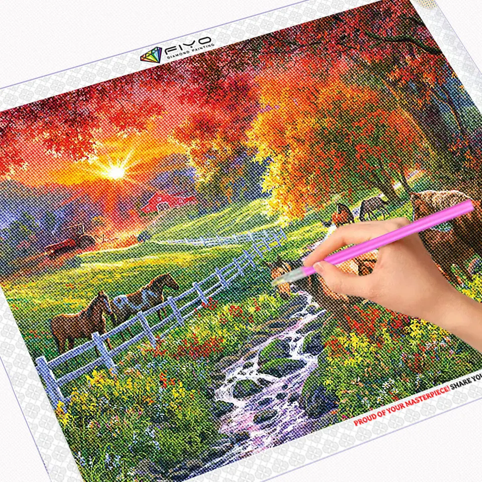 Diamond Painting Countryside Landscape Full Diamond Embroidery DIY Scenery Mosaic Paintings Scenic Cross Stitch Home Decoration