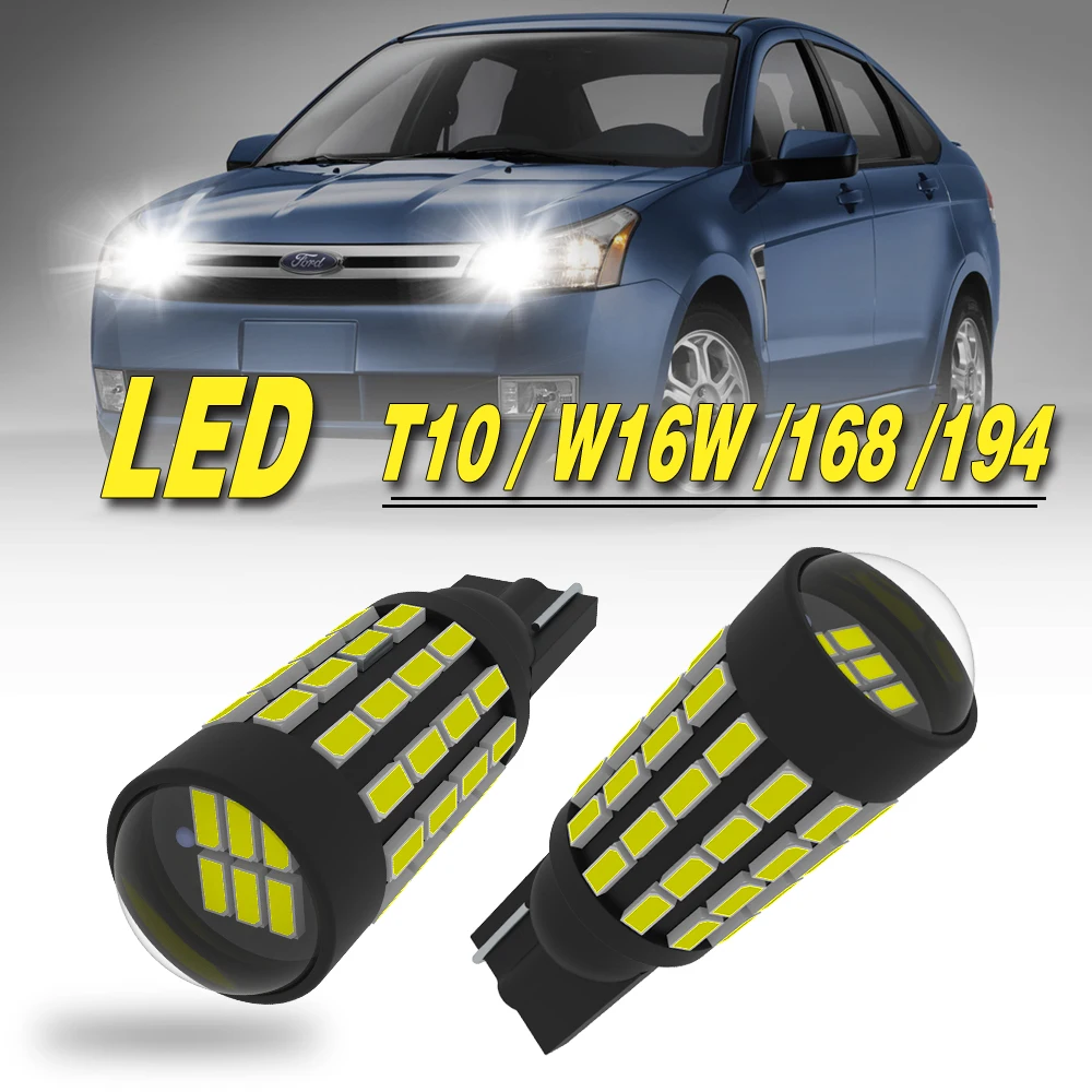 

2PCS T10 W5W 168 194 LED Bulb Canbus 12V 6500K White Super Bright Car Interior Dome Door Trunk License Plate Wedge Side Lights