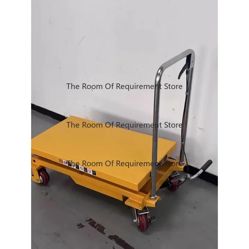 

100KG 500KG Mobile Manual Hydraulic Scissor Lift Table Hand Push Small Elevating Platform Moving Lift Machine