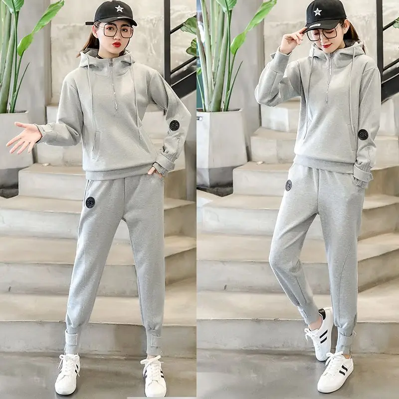 Leisure Sports Suit Autumn Women's Clothing New Fashion Student Slimming Hooded Sweatshirt Two-piece Set Juicy Couture Tracksuit