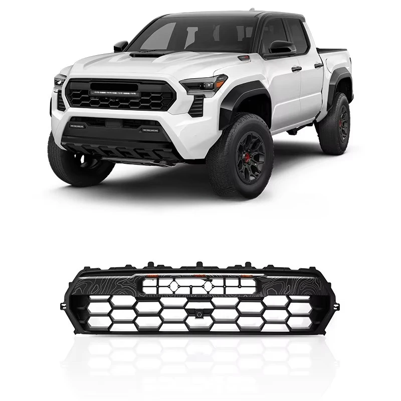 Spedking Latest Design Pattern ABS Grill Front Bumper Grille With 3 Amber LED Light for Toyota Tacoma 2024 Grille