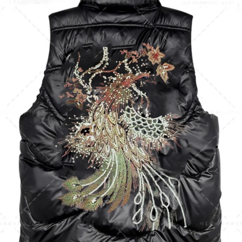 

2025 New Phoenix down Cotton Vest Women's Outerwear Autumn Winter Bright Surface ort Stand Collar oulder Pad Jaet Trendy