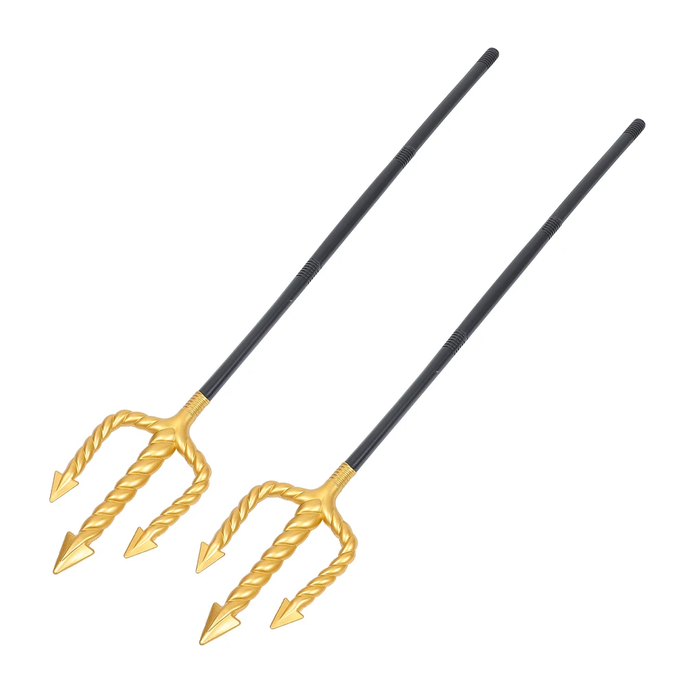 

2pcs Plastic Imitation Tridents Cosplay Trident Playthings Halloween Party Props Festival Stage Performance Decoration Light
