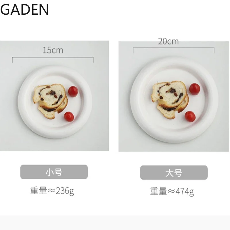 White Ceramic Plate Home Western Food Round Dinner Plate Creative Steak Nordic Tableware Cute Main Course Kitchen Utensils