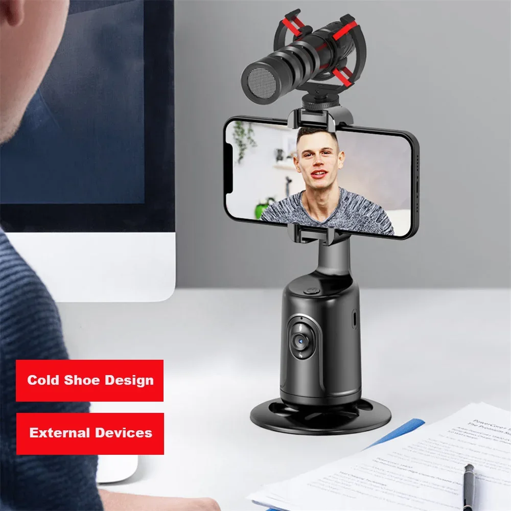 P01 Pro Tracking Shooting Gimbal AI Camera Recognition Body Face Track 360 Rotation Intelligent Follow Live Shoot Phone Stand