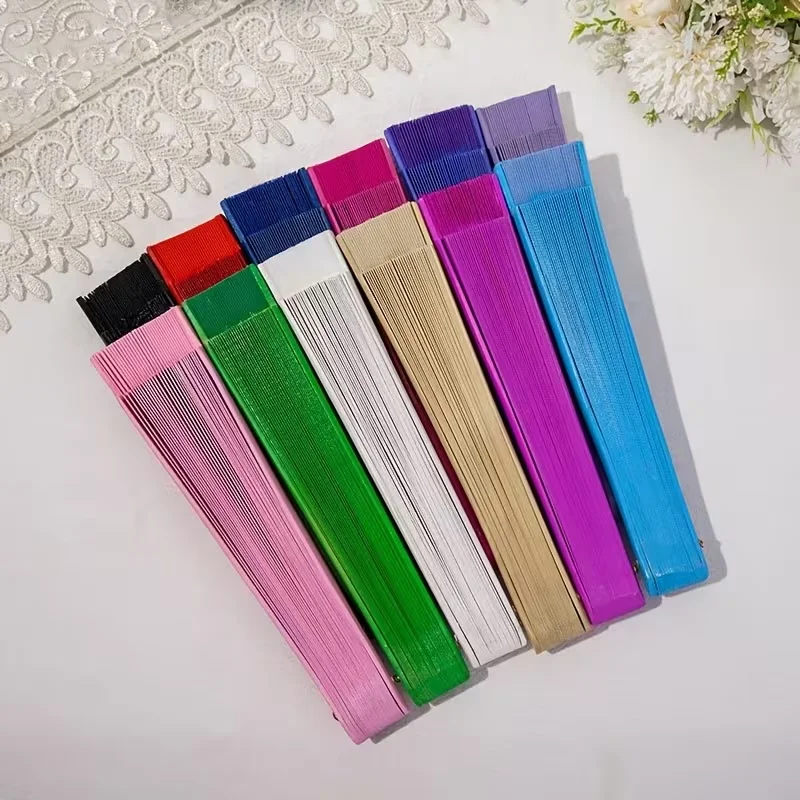 Personalized Custom 10-Piece Set of Foldable Fans in Multiple Colors/Supports Personalized Text Customization, Portable Style/Summer Cooling/Event Support/Daily Use/Photo Prop Multi-Purpose Fan/Suitable for Wedding Favors/Festivals/Outdoor Use