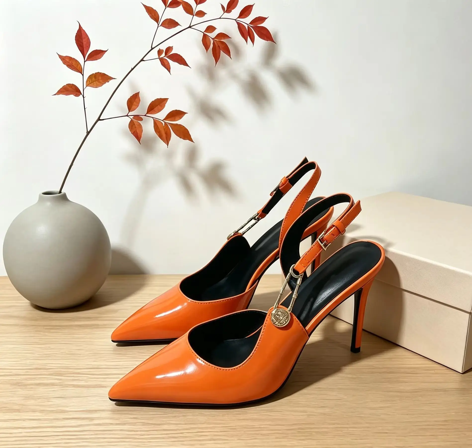 Rhinestone Chain Slingback Stiletto High Thin Heel Pumps Pointed Sandals Buckle Wedding Elegant Party Satin Women Fashion Shoes