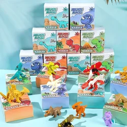 10Pcs Cute Assemble Dinosaur Building Block Puzzle Toys for Kids Dino Theme Birthday Party Favors Pinata Fillers School Rewards