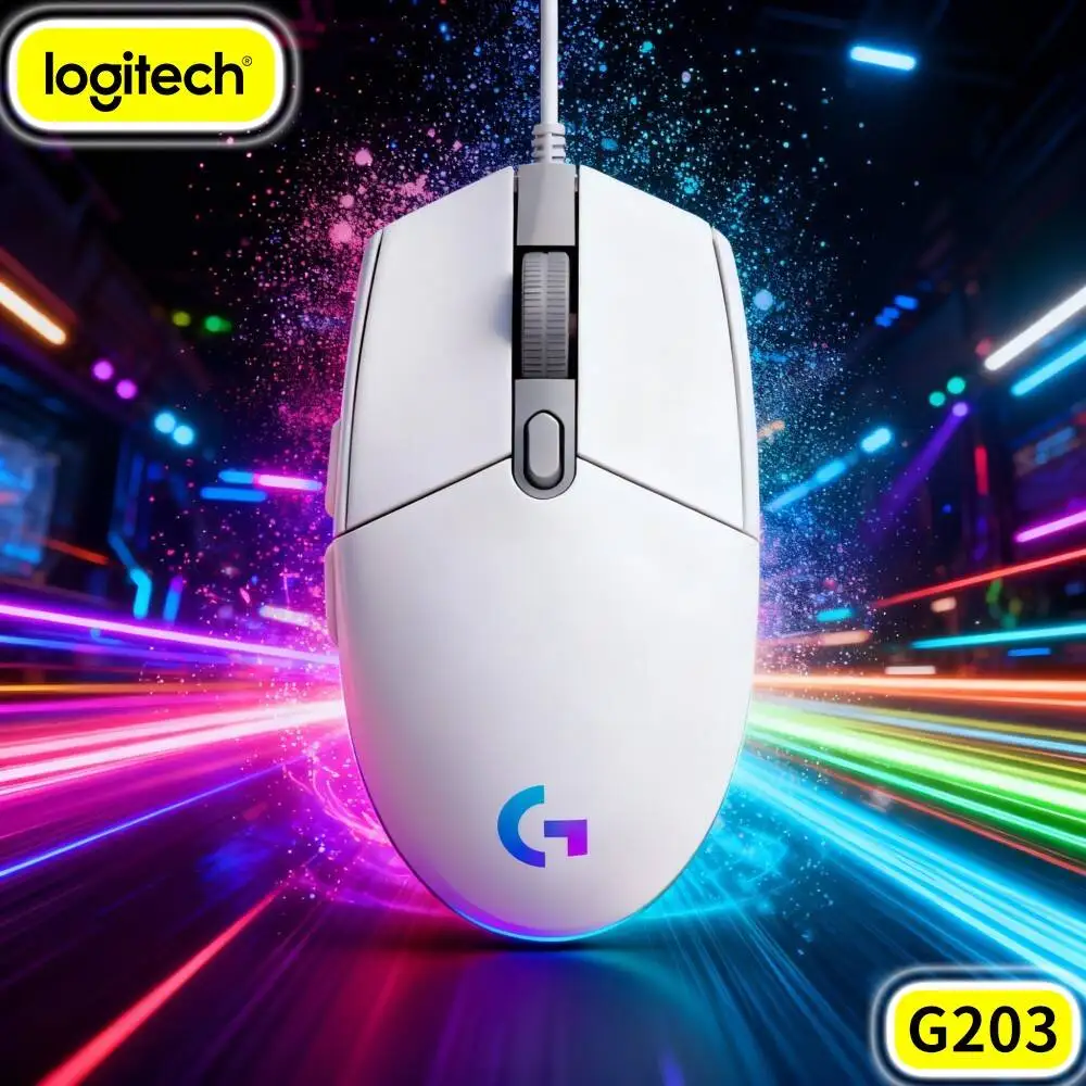 Logitech G203 Wired Gaming Mouse Anti‑Slip Bottom Vivid RGB Responsive Keys USB For Laptop Desktop