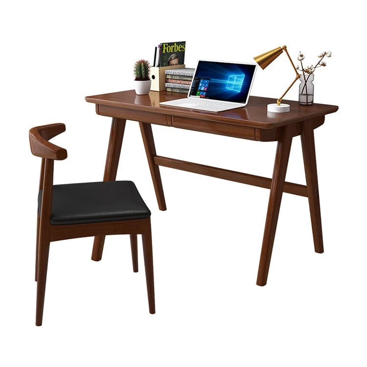 ！@Simple Household Furniture Student Office Desk Solid Wood Economical Desk with Drawer