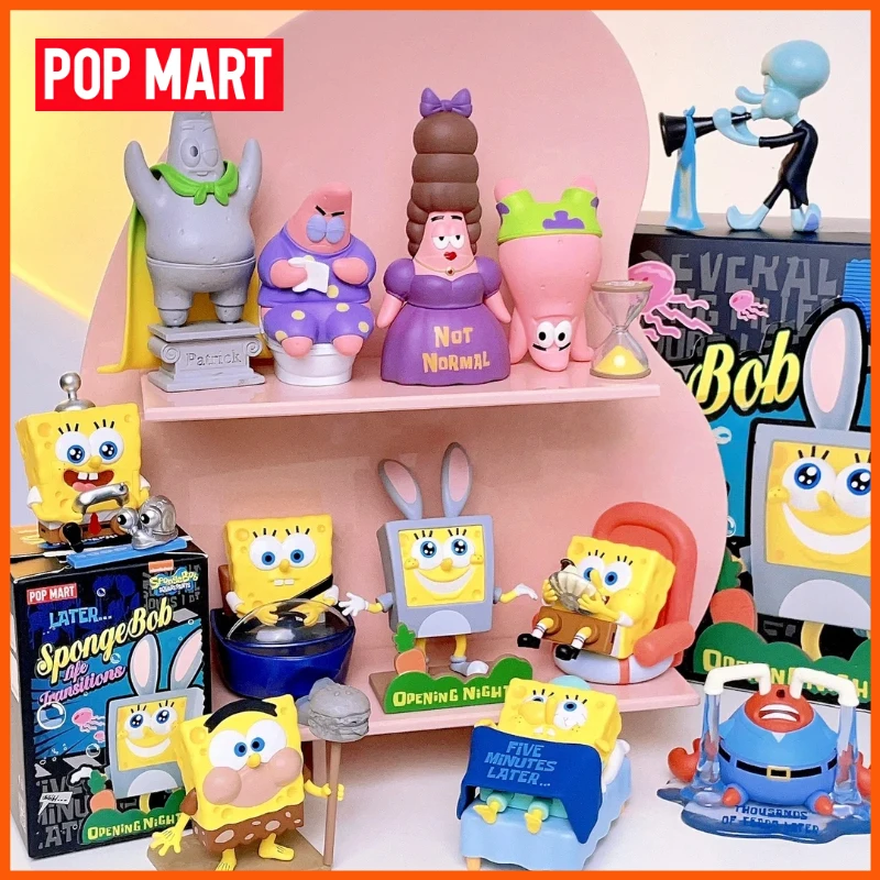 POPMART Life Transition Series SpongeBob Figurine Blind Box Desktop Ornament Home Decorations Dolls Model Mystery Box Gift view 5