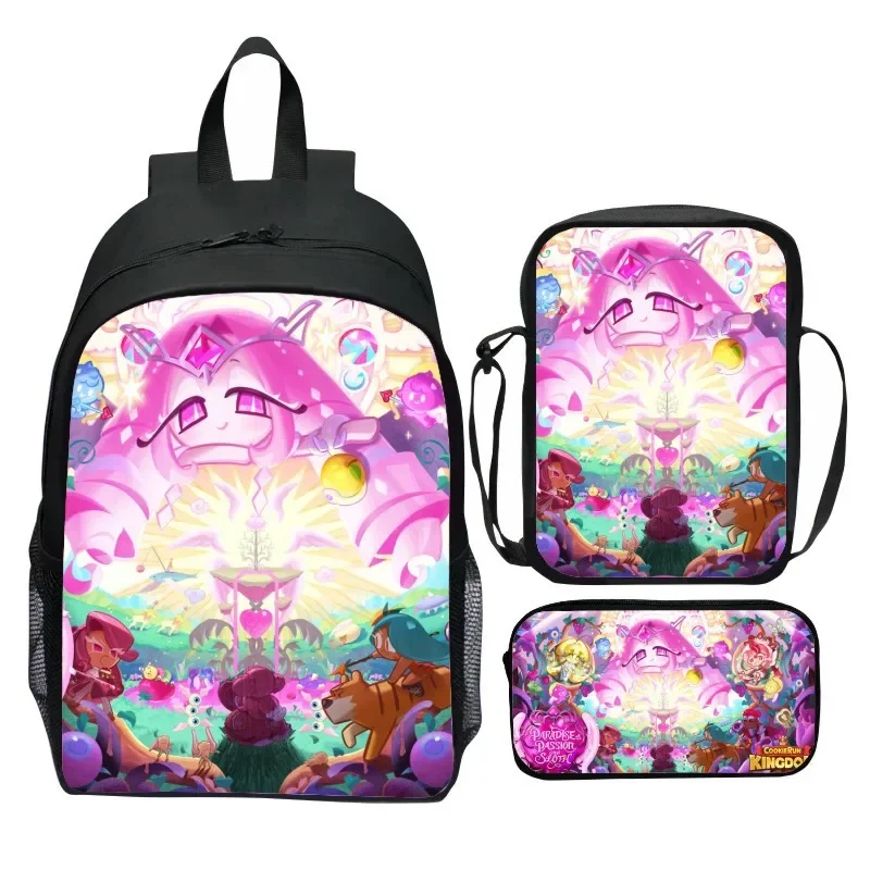 Cookie Run Kingdom Three Piece Set Backpack Cartoon Game Peripheral Elementary School Backpack Shoulder Bag Small Pencil Case