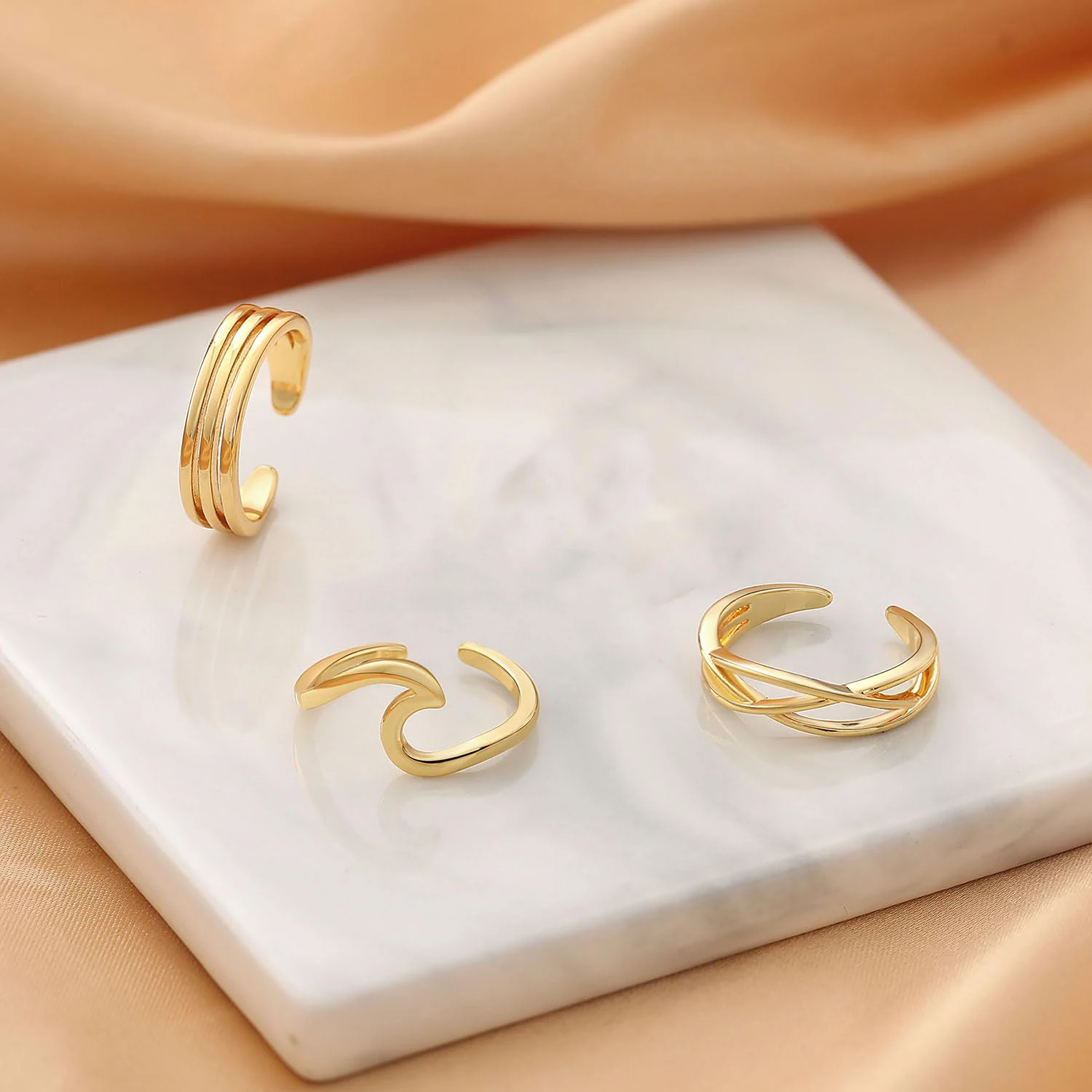 3PCS Gold Color Adjustable Toe Rings for Women Flower Arrow Band Open Tail Ring Women Beach Foot Jewelry Set