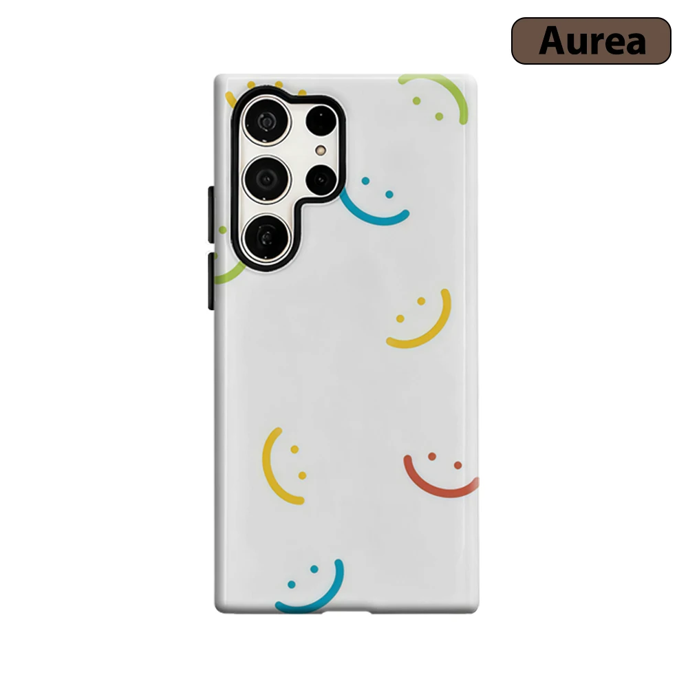 Capa de Telefone Rainbow Smile Vibrance para Samsung Galaxy S25 Ultra S24 S23 Ultra Plus, Resistente a Impactos, Capa Traseira de Dupla Camada