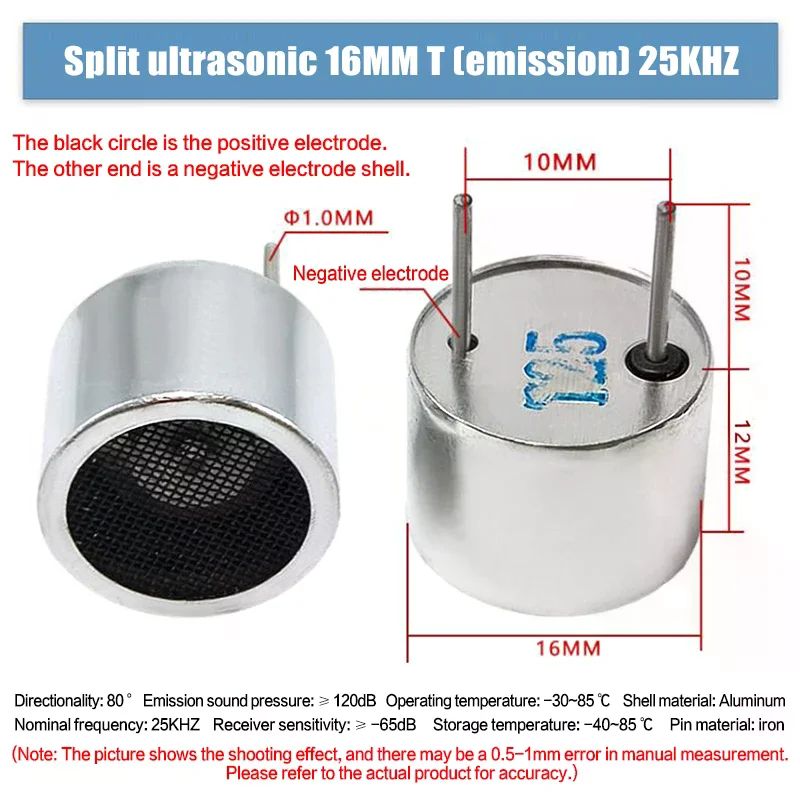 5/10Pcs 25KHZ 16MM Transmit Receive Ultrasonic Open Sensor TCT25-16T/R Split Type Probe Ultrasonic Drive Dog Device Parts