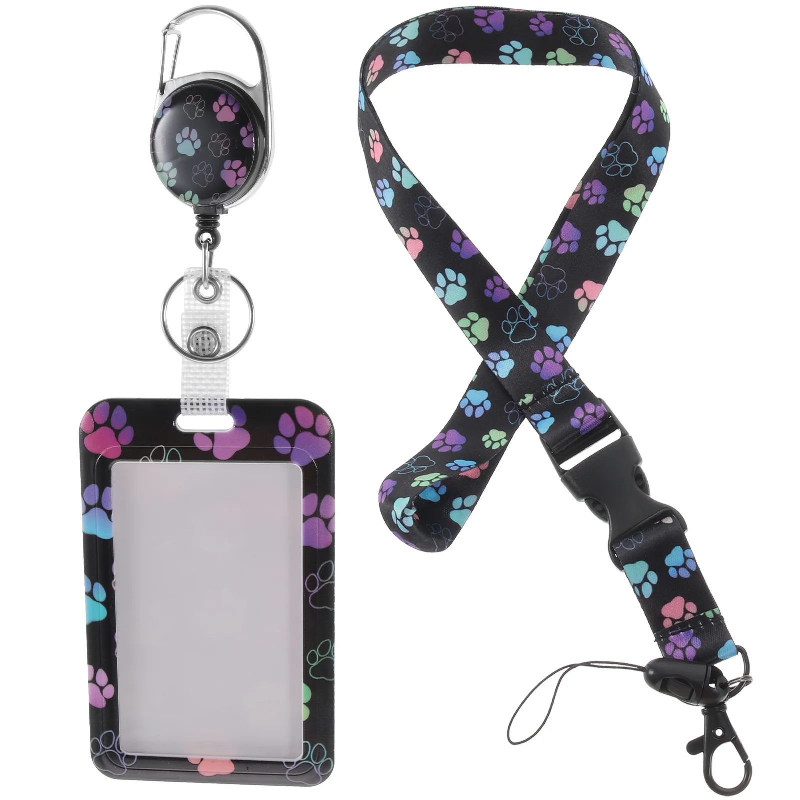 

Lanyards for Neck ID Card Holder with String Student Cards Sleeve Clip Dog Paw Protector