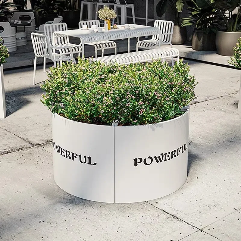 Outdoor Wrought Iron Flower Box Creative Round Combination Planter Commercial Street Square Greening Flower Bed Park Flower