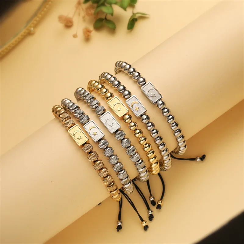 

Handmade Star Moon Blo Bracelet Faionable Men's Design Knitted Wrist Decor Cross-border Jewelry Accory
