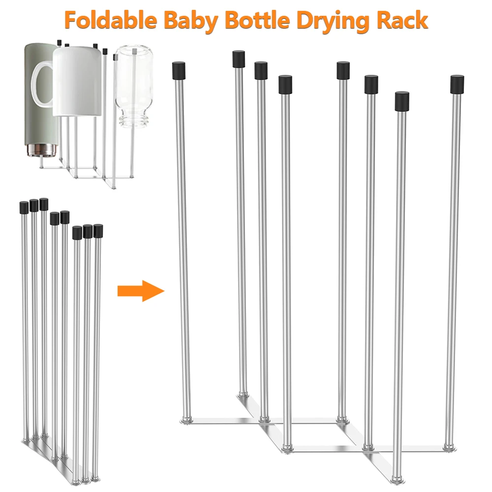

Складная сушилка для детских бутылочек из нержавеющей стали, вертикальная подставка для хранения чашек, универсальная сушилка для кухонной утвари на столешницу