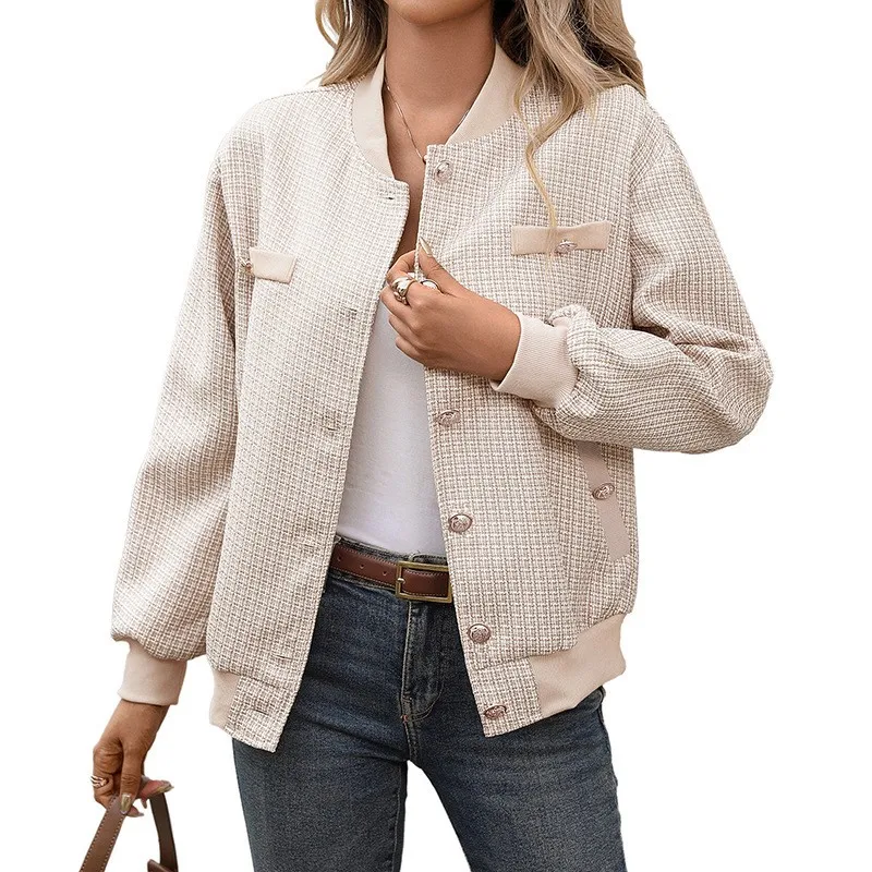 Loose Fit Pockets Coat Regular Length Fresh and Sweet with Regular Sleeves Single Row Multi Button Closure Autumn Women Jacket