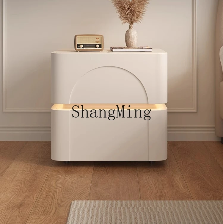 

ZYY Home Modern Light Luxury Cream Style Bedside Table Simple Locker Minimalist Bedroom Side Cabinet
