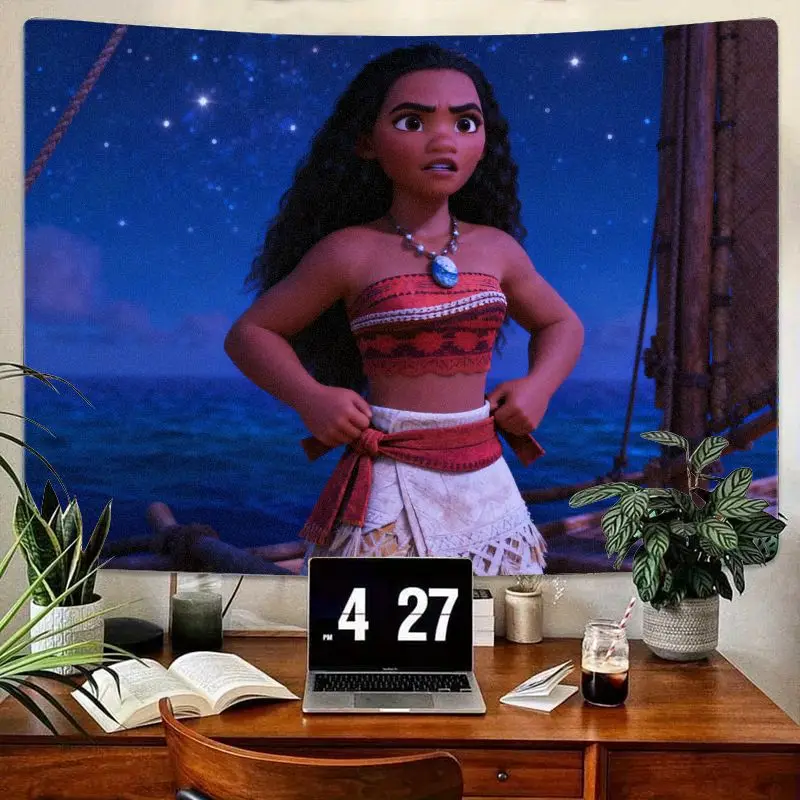 

1 шт., гобелен Disney Moana Adventure, современное настенное искусство из полиэстера для декора гостиной, спальни, общежития, подарок для фанатов Моаны.