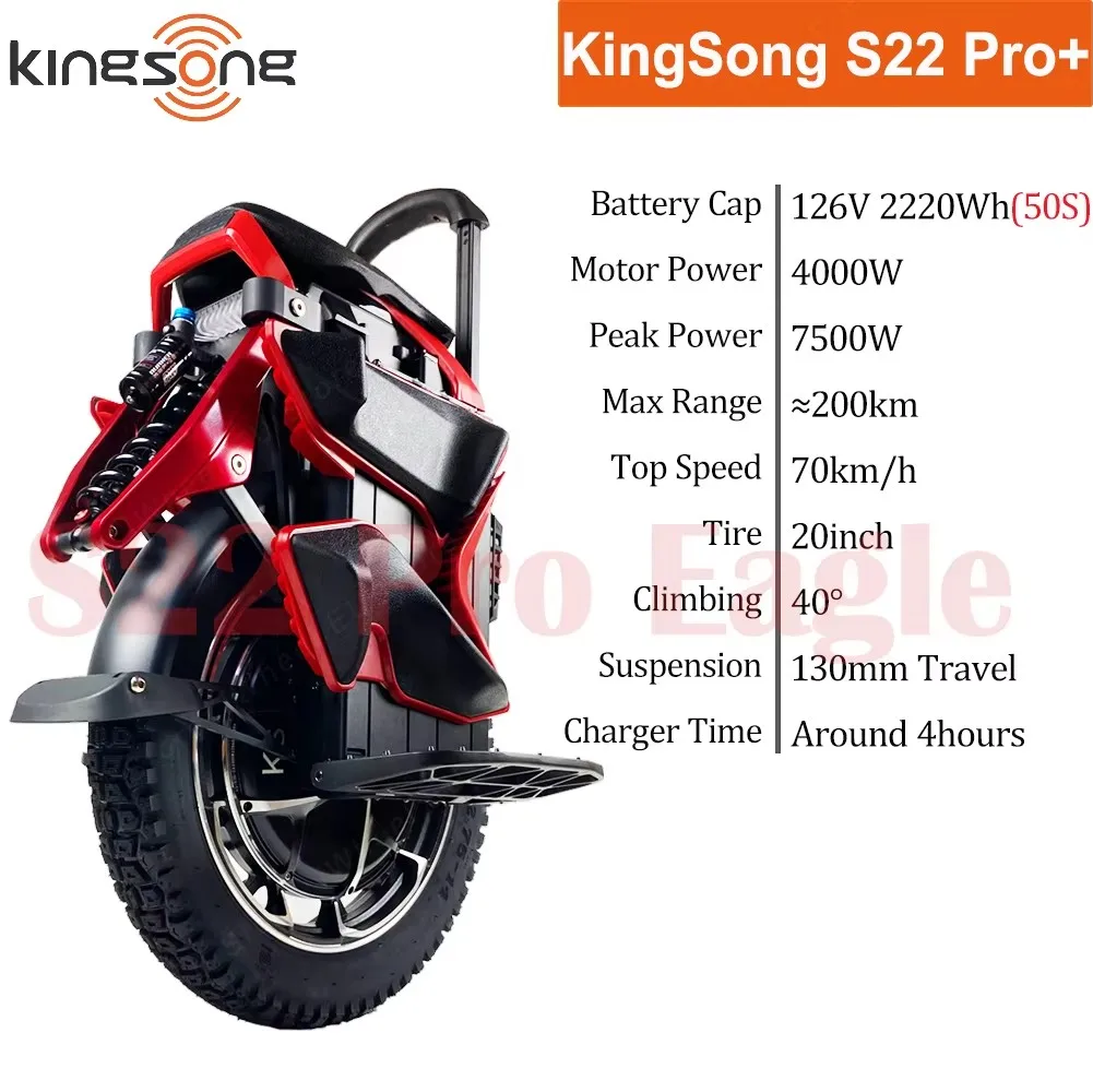 Newest KingSong S22 Pro 126V 2220Wh Electric Unicycle 4000W Motor