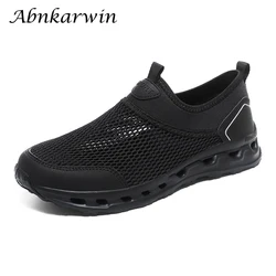 Summer Men Slip On Mesh Aqua Shoes Men Outdoor Wading Upstream Waders Sneakers Black Gray Breathable Big Size 47 48