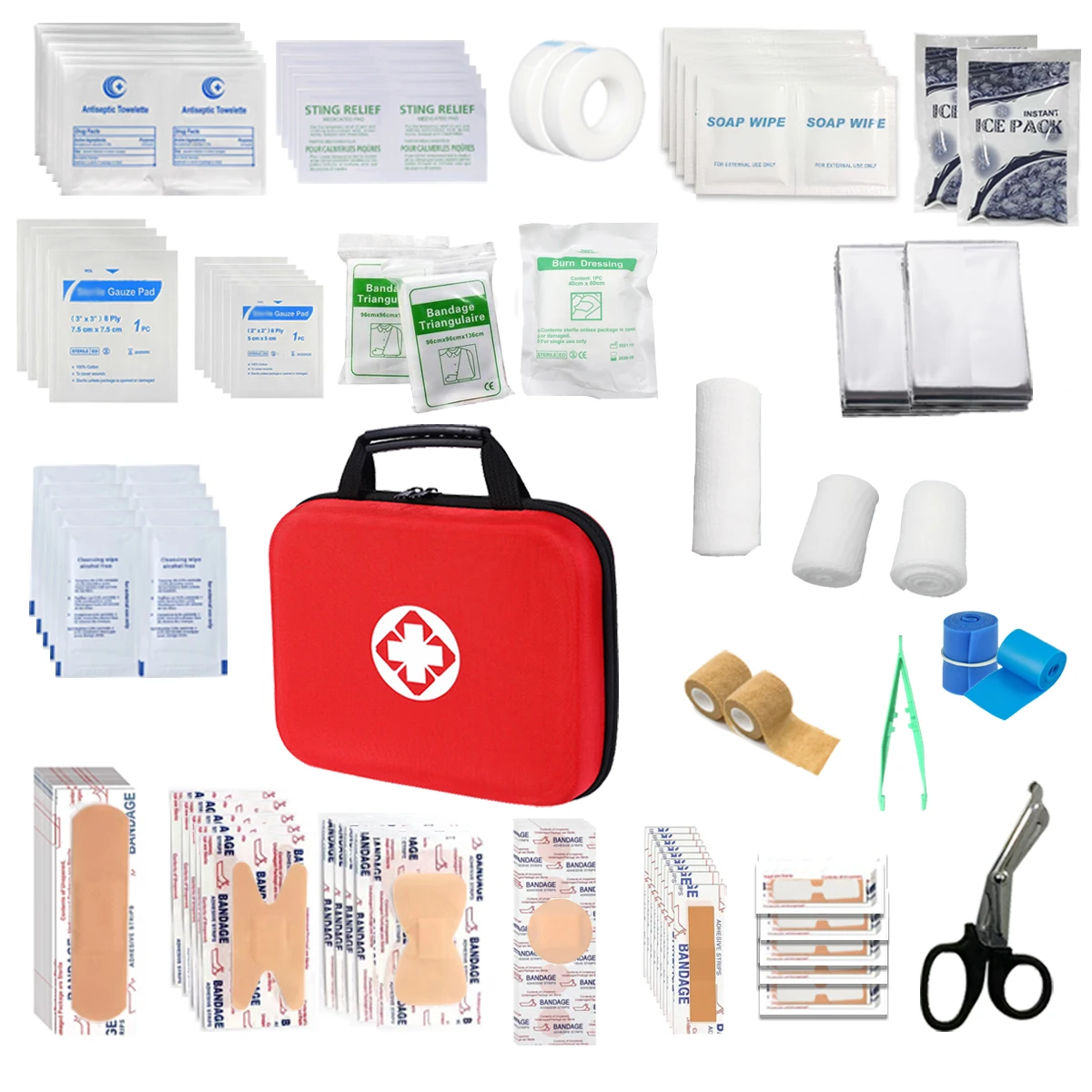 Kits de primeros auxilios 299, un kit médico de trauma compacto impermeable premium para cualquier emergencia, perfecto para el hogar, la Oficina, el coche y los viajes