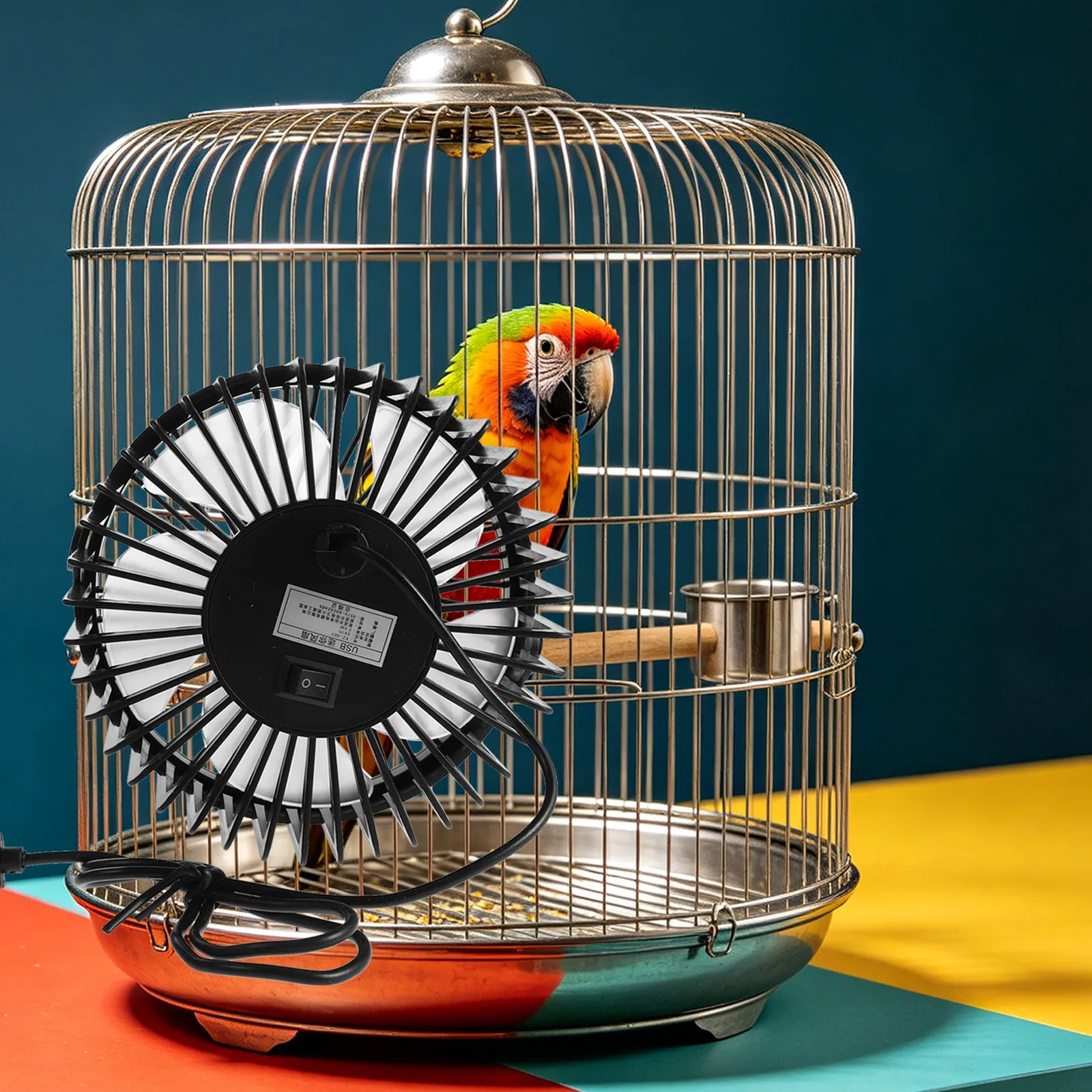 Bird Cage Cooling Fan Quiet Dc Motor USB Powered External Mount for Parakeet Cockatiel Canary Lovebird Summer Use